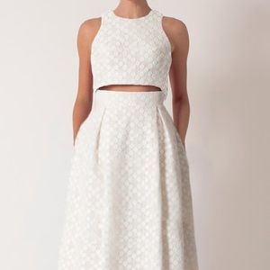 Adorable white two piece skirt and top